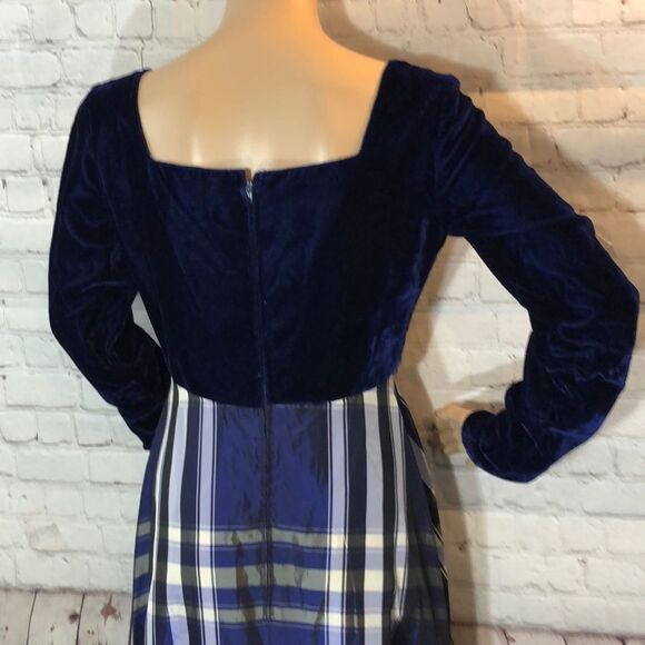 Neiman Marcus Vintage 1960s Velvet & Plaid Victorian Maxi Dress Small - Picture 7 of 10